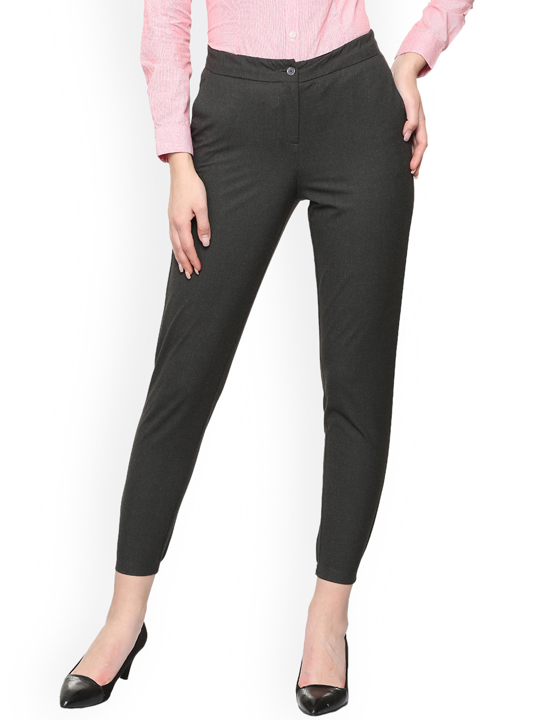 

Allen Solly Women Grey Regular Fit Solid Formal Trousers