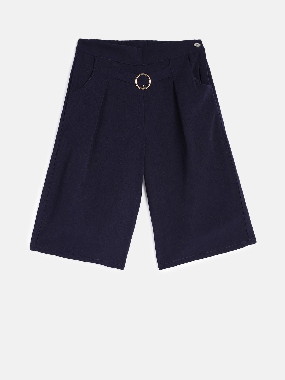 

Peppermint Girls Navy Blue Solid Straight Palazzos