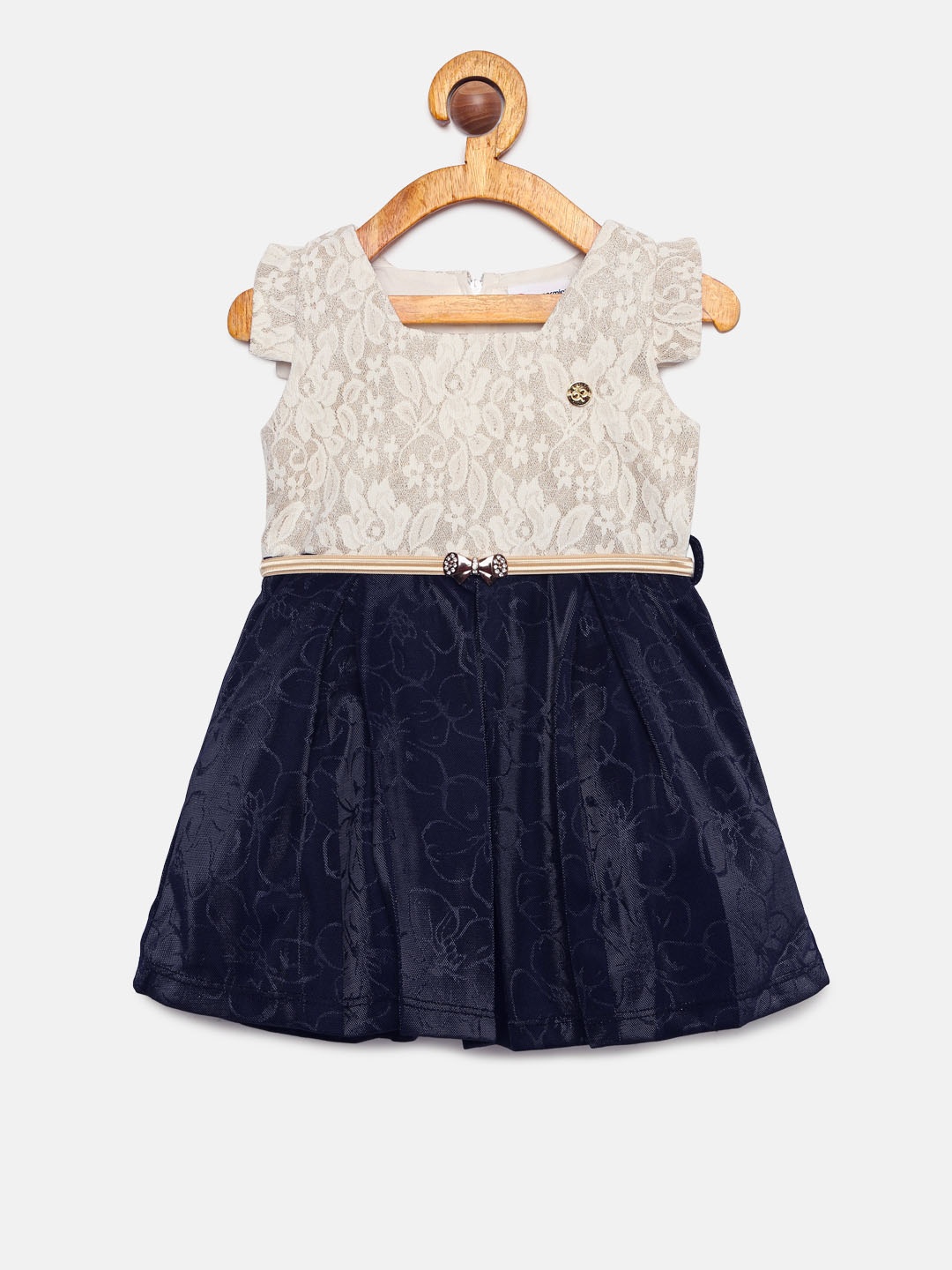 

Peppermint Girls Navy Blue & White Fit and Flare Dress