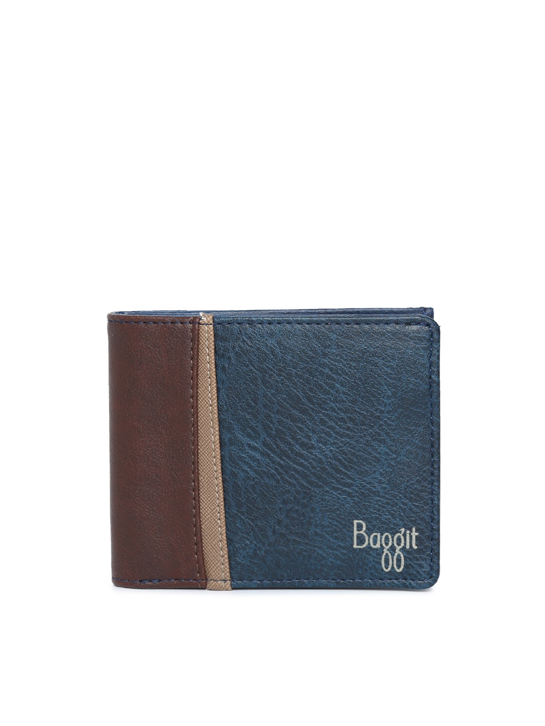

Baggit Men Brown & Blue Colourblocked Two Fold Wallet