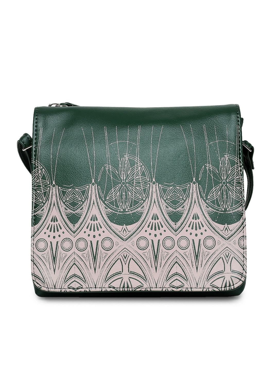 

Baggit Green & Beige Printed Sling Bag