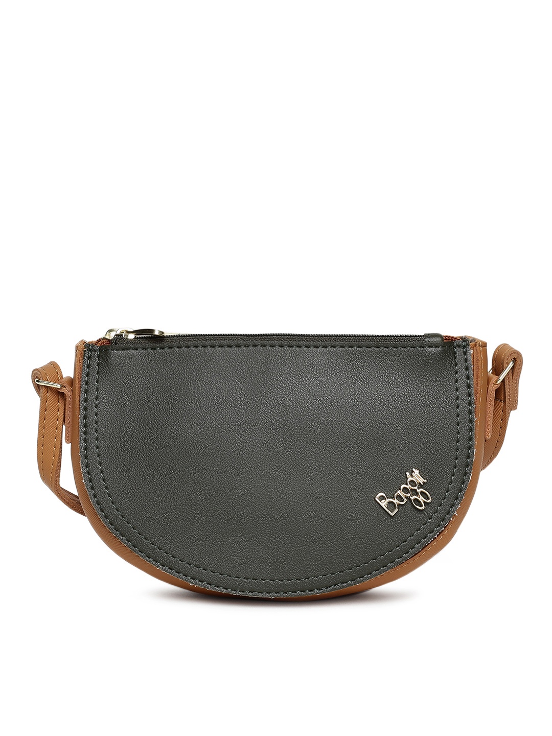 

Baggit Green & Tan Brown Solid Sling Bag