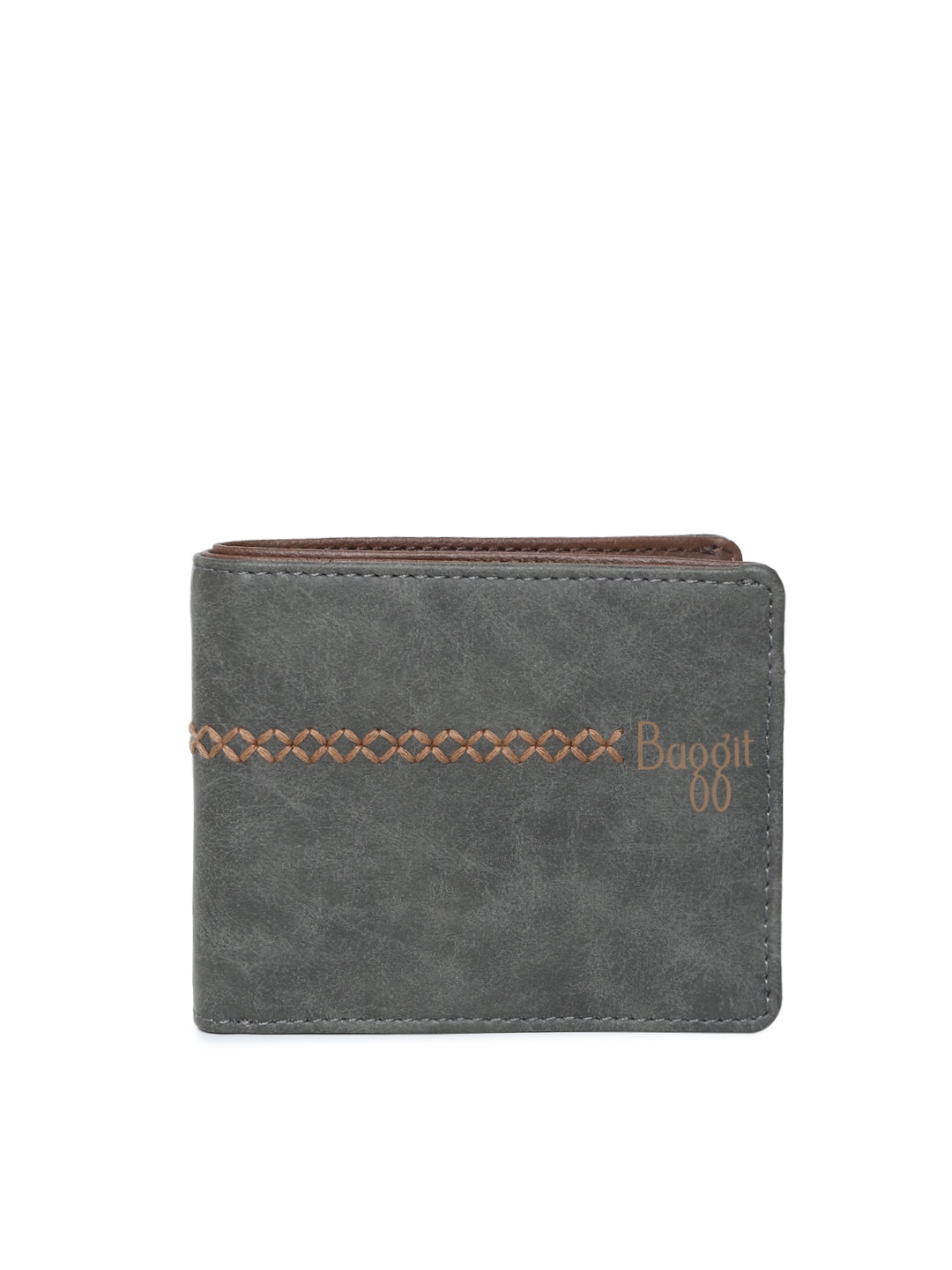 

Baggit Men Grey & Brown Solid Two Fold Wallet