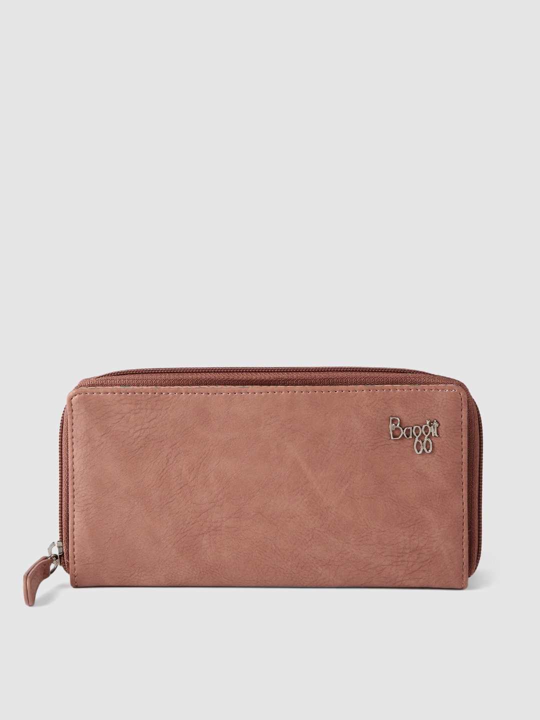

Baggit Women Rose Pink Solid Zip Around Wallet
