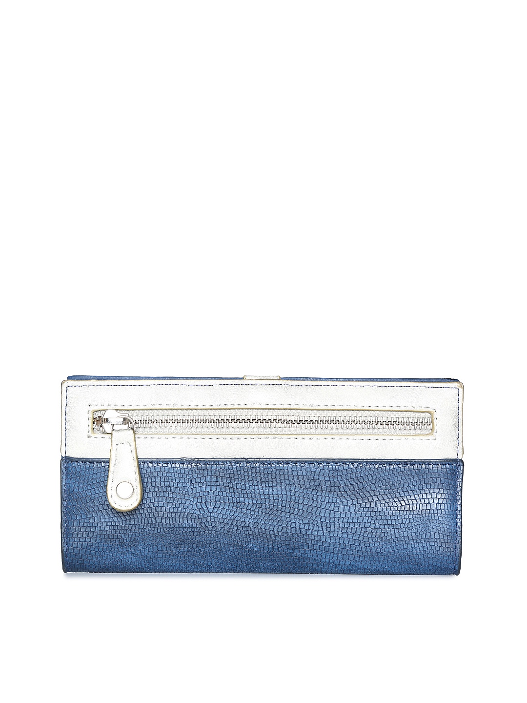 

Baggit Women White & Blue Colourblocked Two Fold Wallet