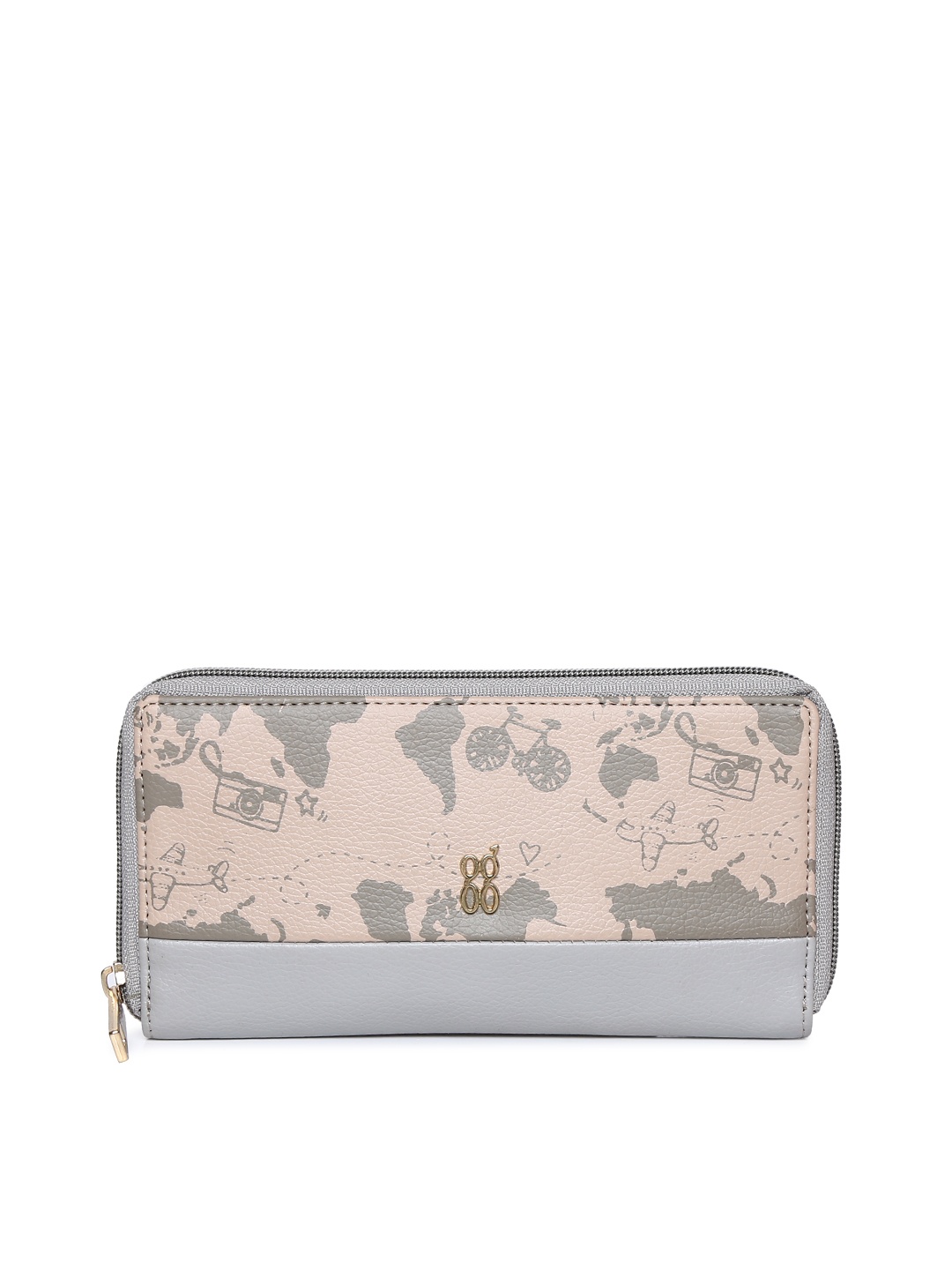 

Baggit Women Beige & Grey Printed Zip Around Wallet