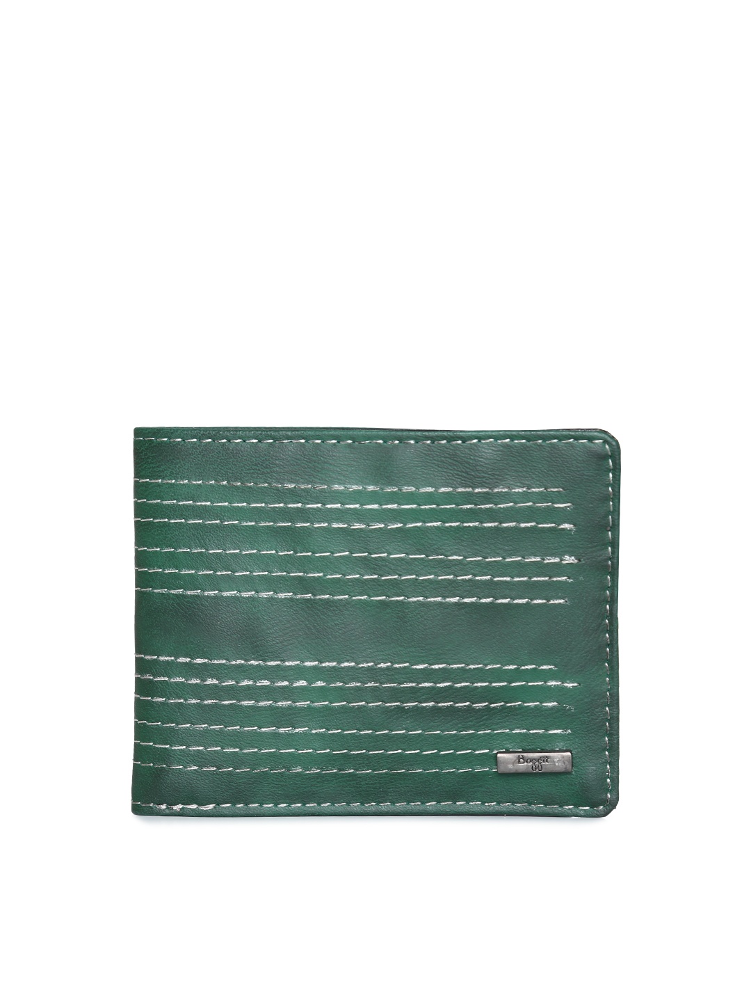 

Baggit Men Green Textured Two Fold Wallet