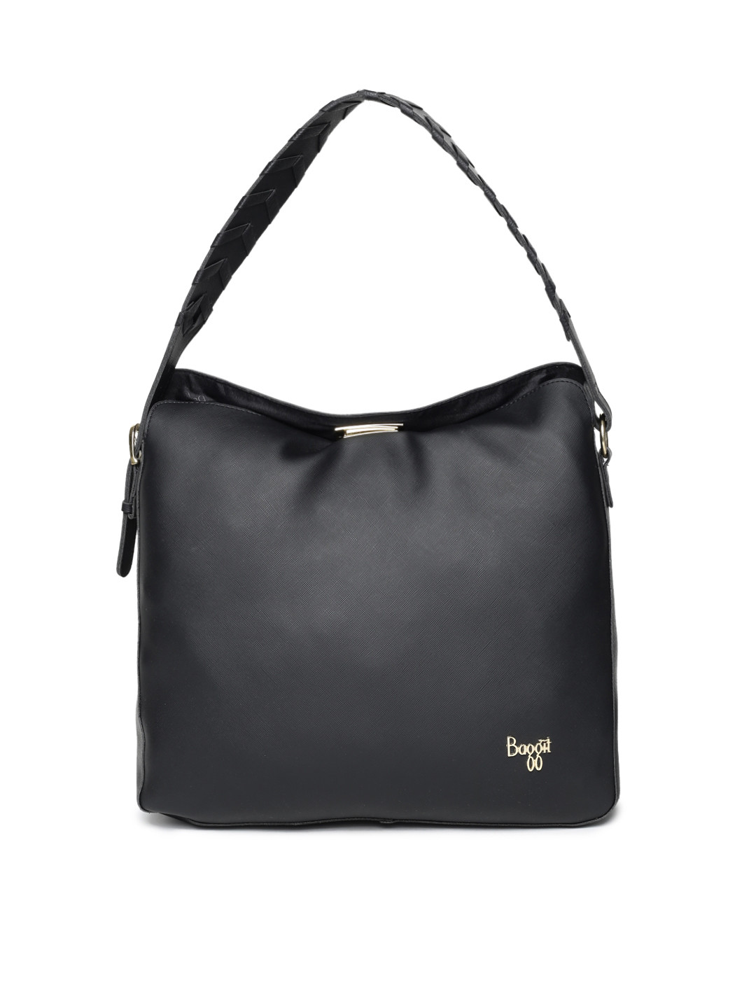 

Baggit Black Solid Hobo Bag