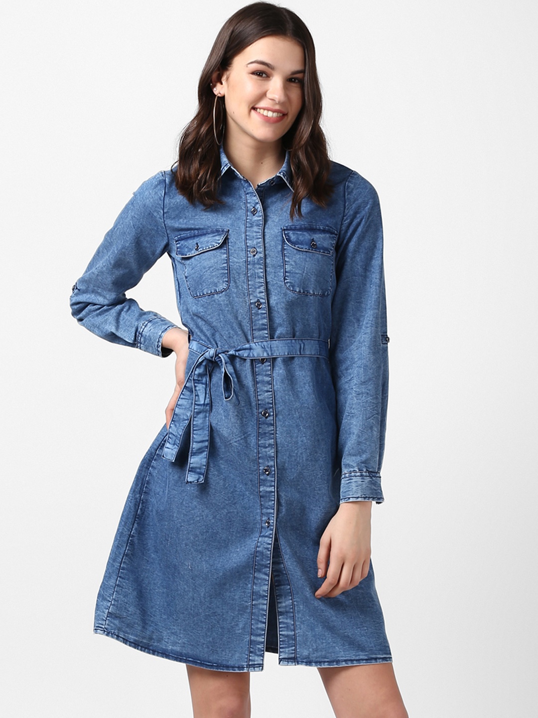 

StyleStone Women Blue Solid Shirt Dress