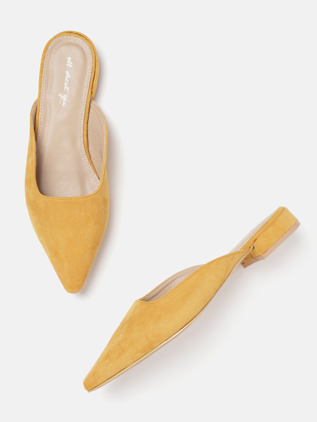 

all about you Women Mustard Yellow Solid Mules