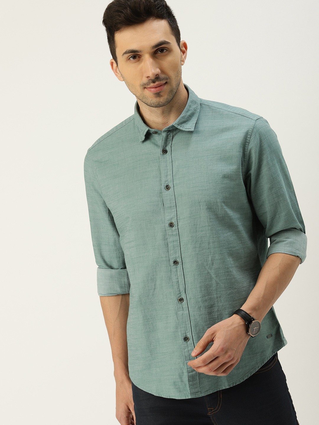 

ESPRIT Men Green Regular Fit Solid Casual Shirt