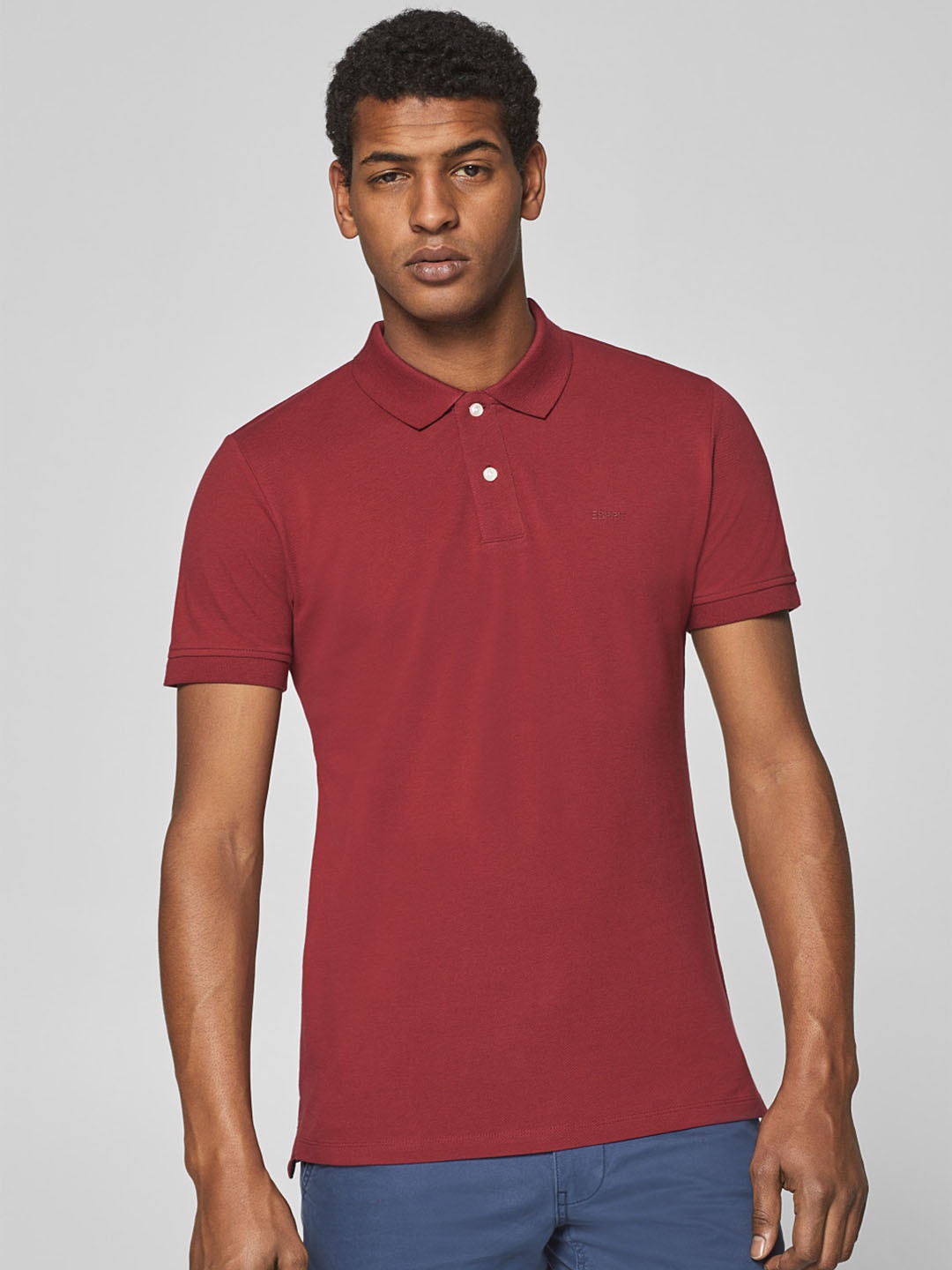 

ESPRIT Men Maroon Solid Polo Collar T-shirt