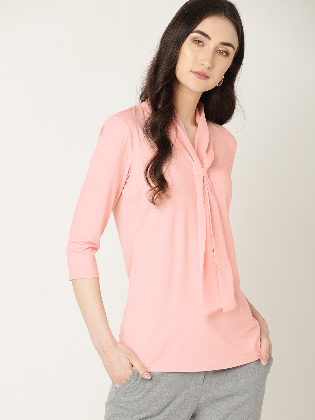 

ESPRIT Women Pink Solid Top