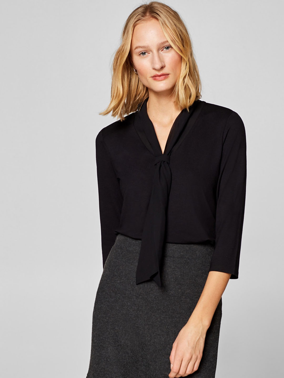 

ESPRIT Women Black Solid Top