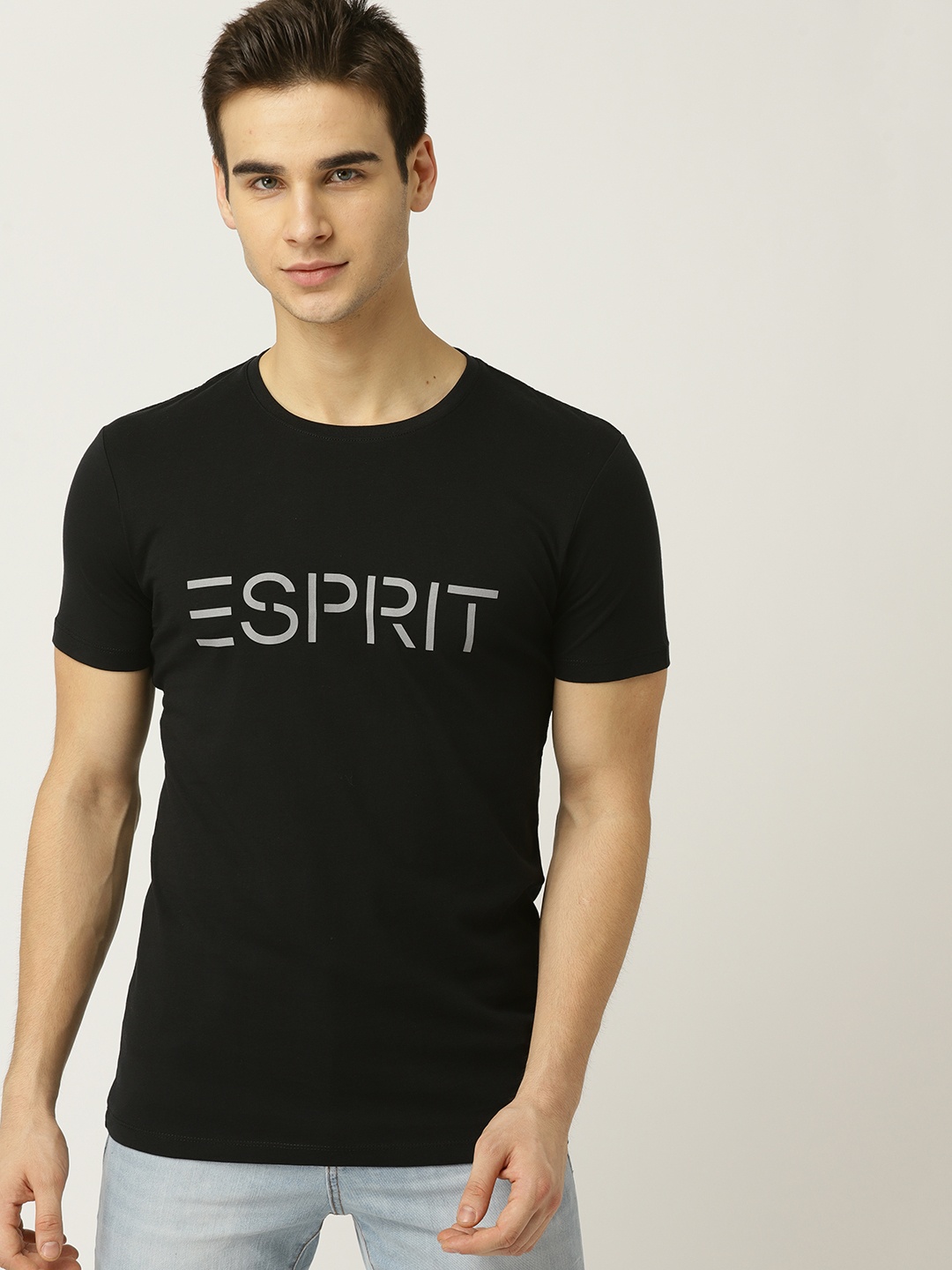 

ESPRIT Men Black Printed Round Neck T-shirt