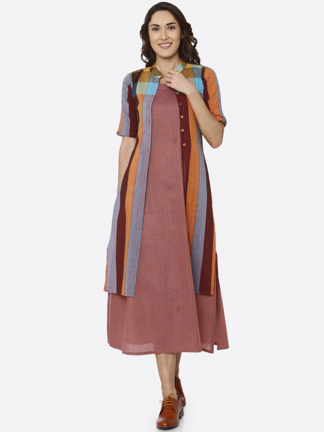 

RAISIN Women Pink Striped A-Line Dress