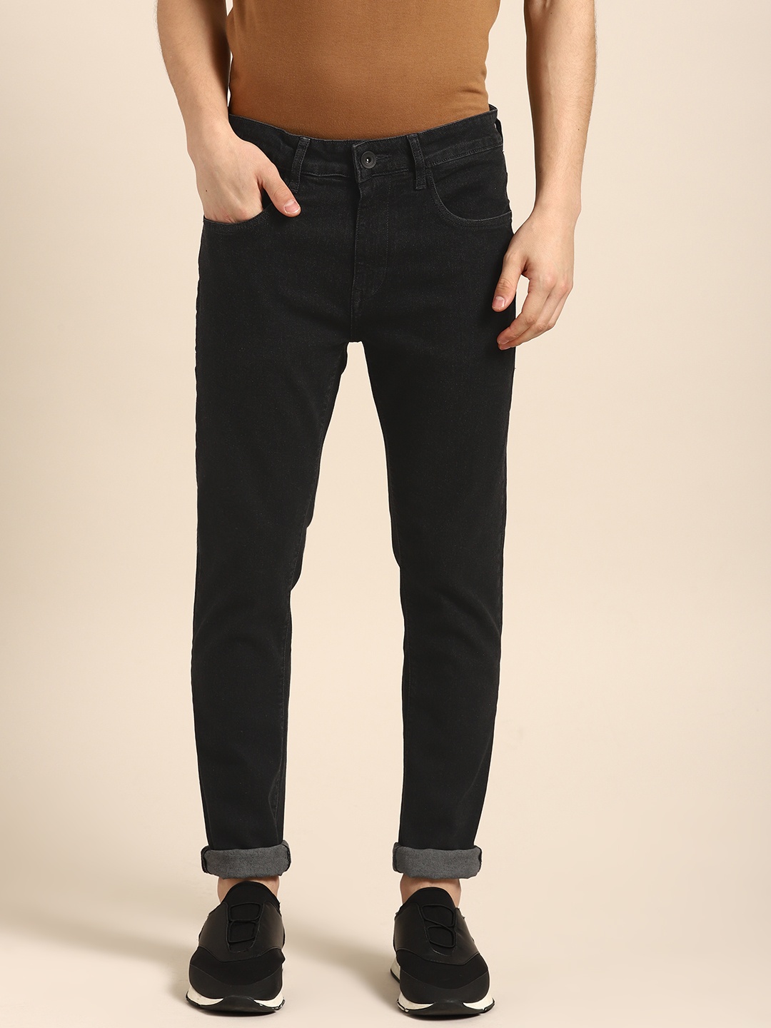 

ether Men Black Skinny Fit Mid-Rise Clean Look Stretchable Jeans