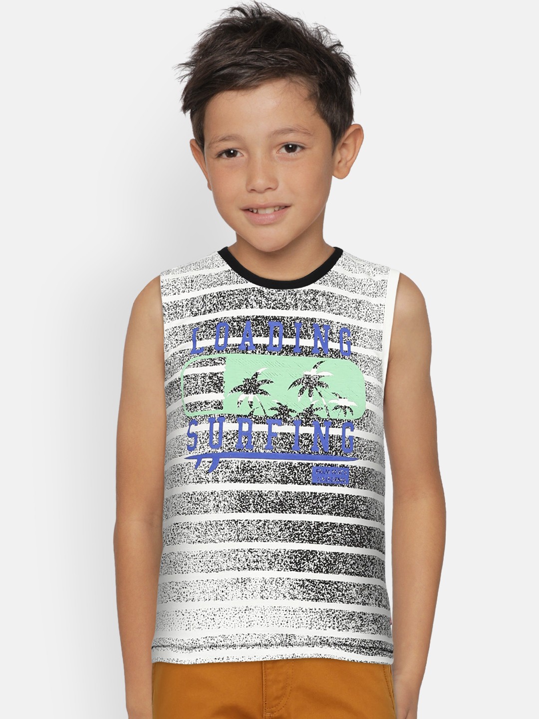 

Palm Tree Boys Black & White Printed Round Neck T-shirt