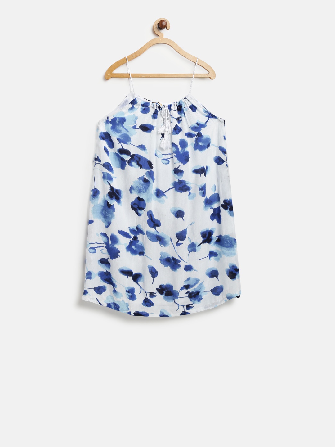 

Gini and Jony Girls White & Blue Printed A-Line Dress
