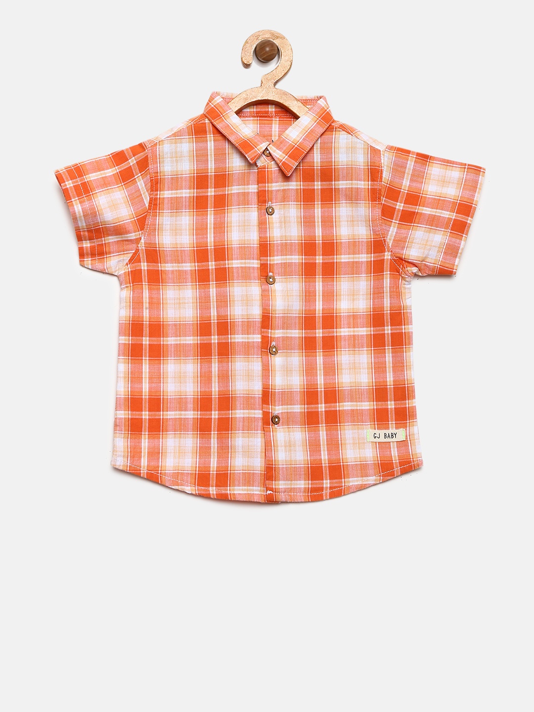 

Gini and Jony Boys Orange Regular Fit Checked Casual Shirt