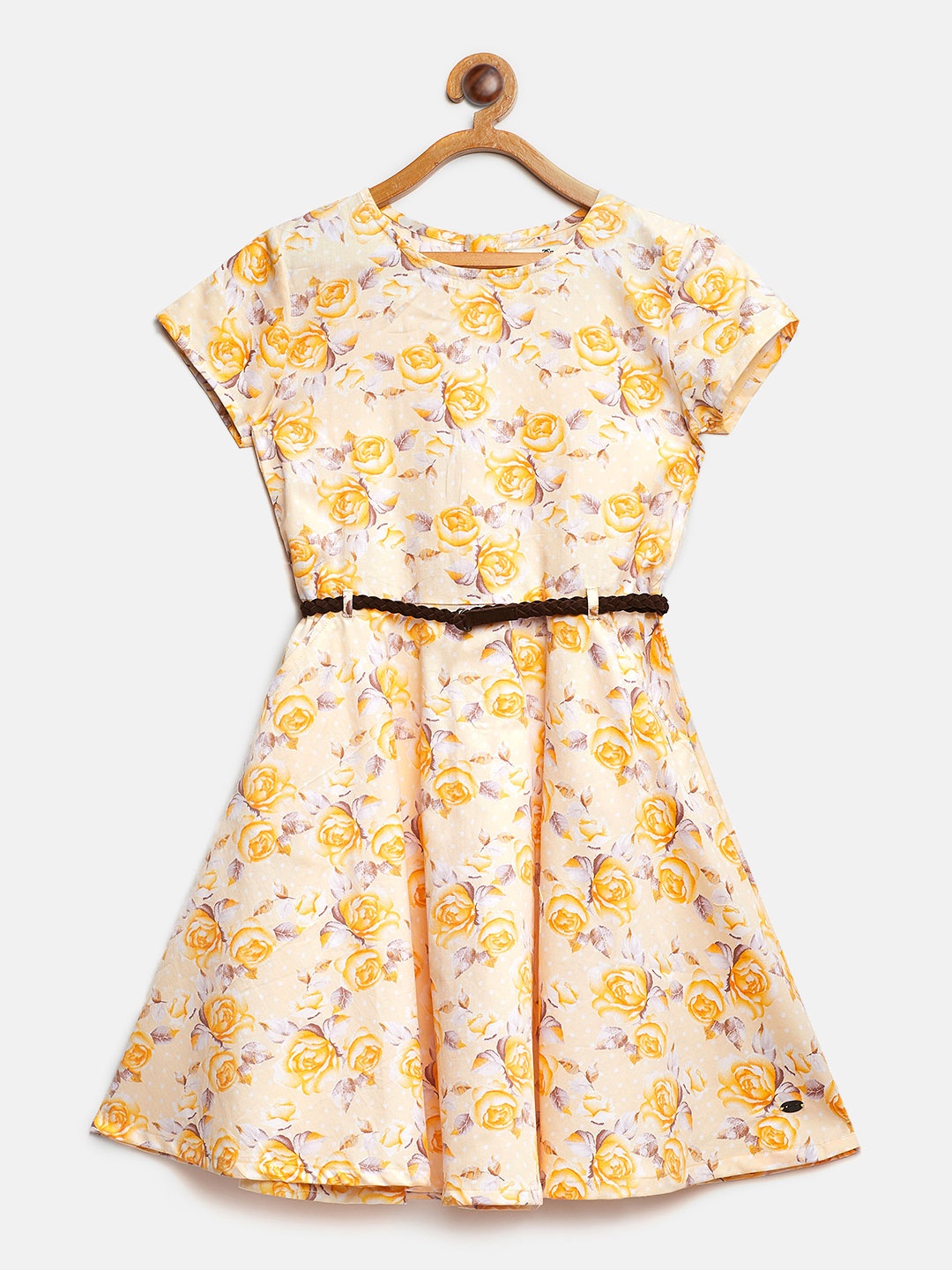 

Palm Tree Girls Yellow Printed Fit & Flare Dress
