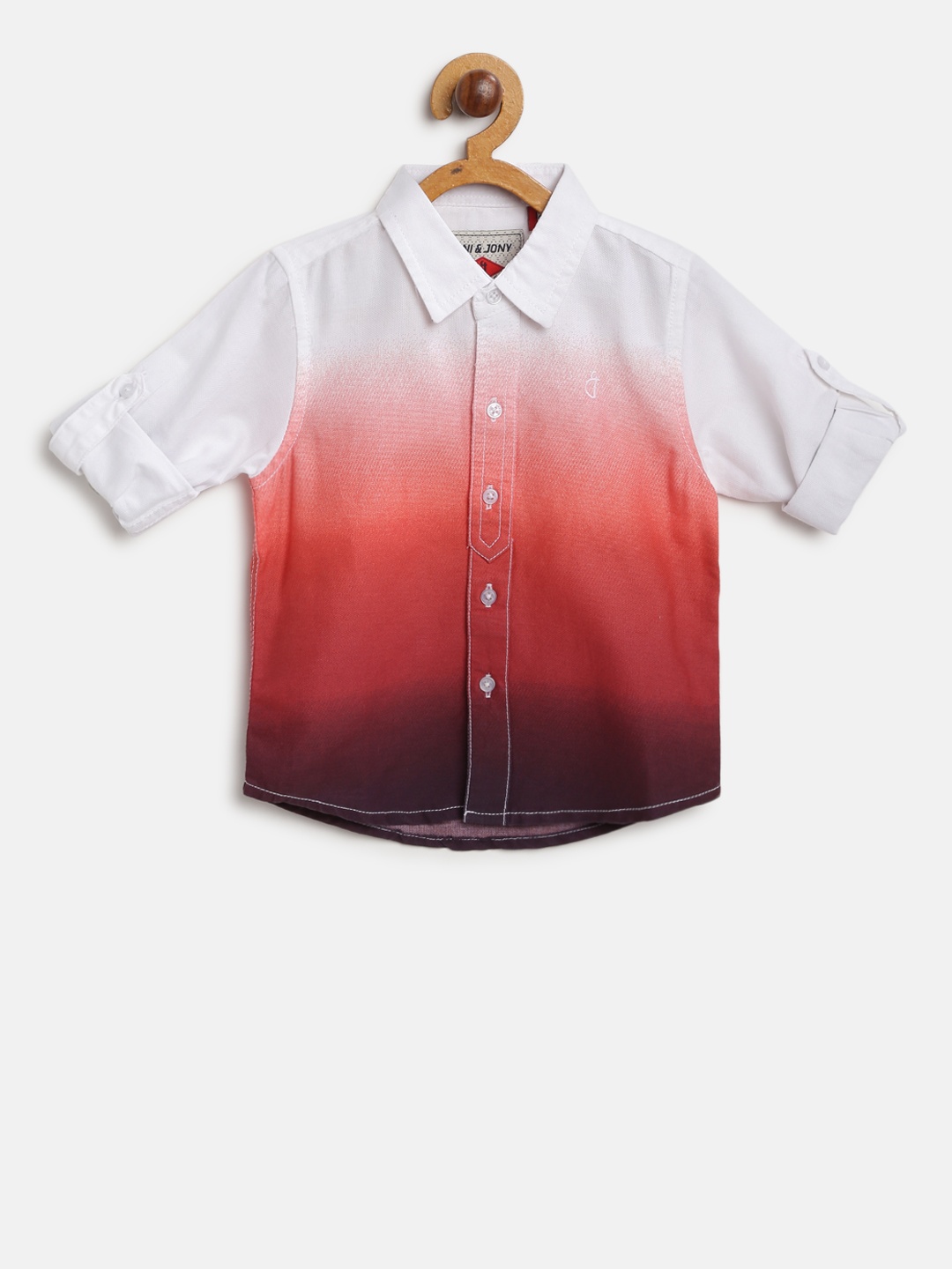 

Gini and Jony Boys Red & Off-White Regular Fit Ombre Effect Casual Shirt