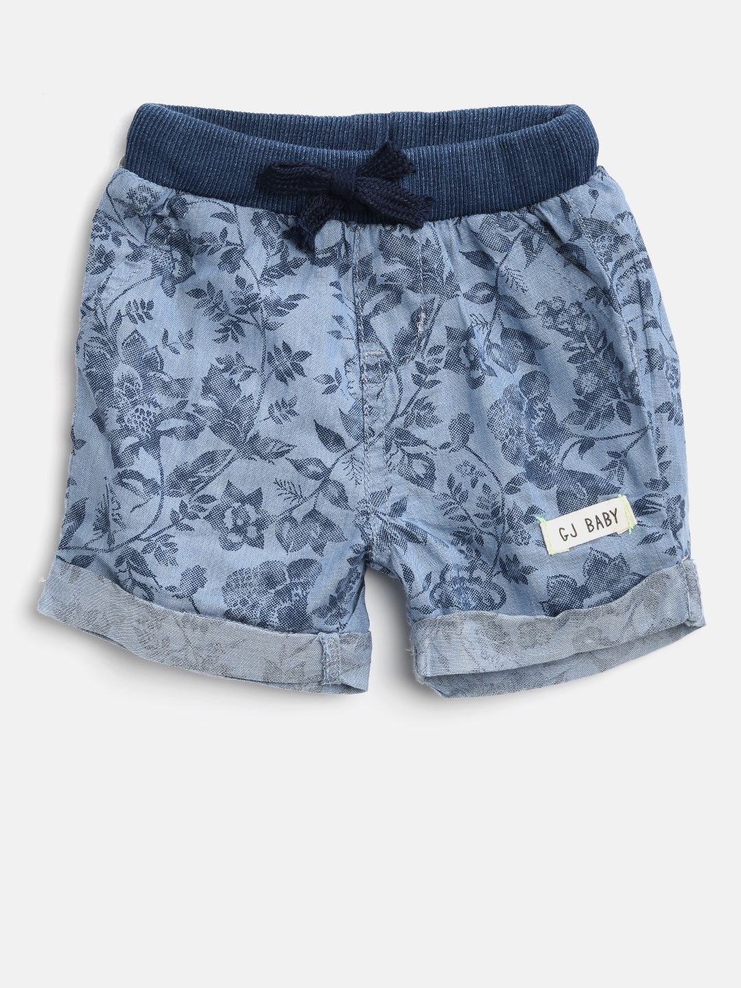 

Gini and Jony Boys Blue Floral Print Regular Fit Chambray Shorts