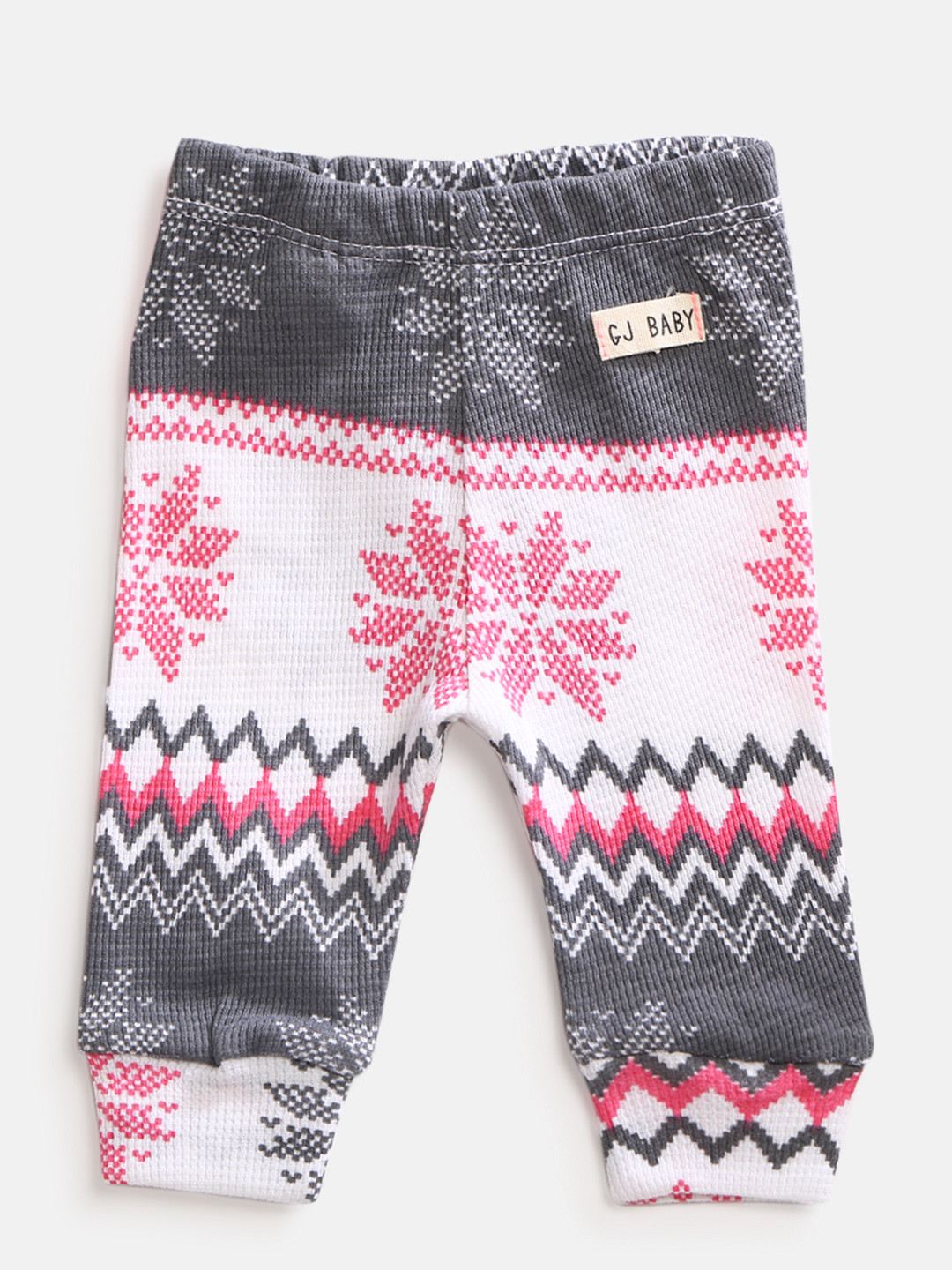 

Gini and Jony Girls White & Grey Regular Fit Printed Joggers