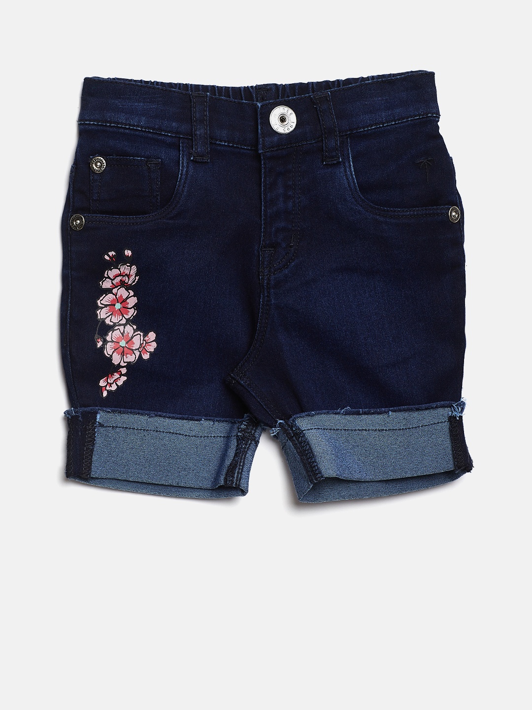 

Palm Tree Girls Navy Blue Solid Regular Fit Capris