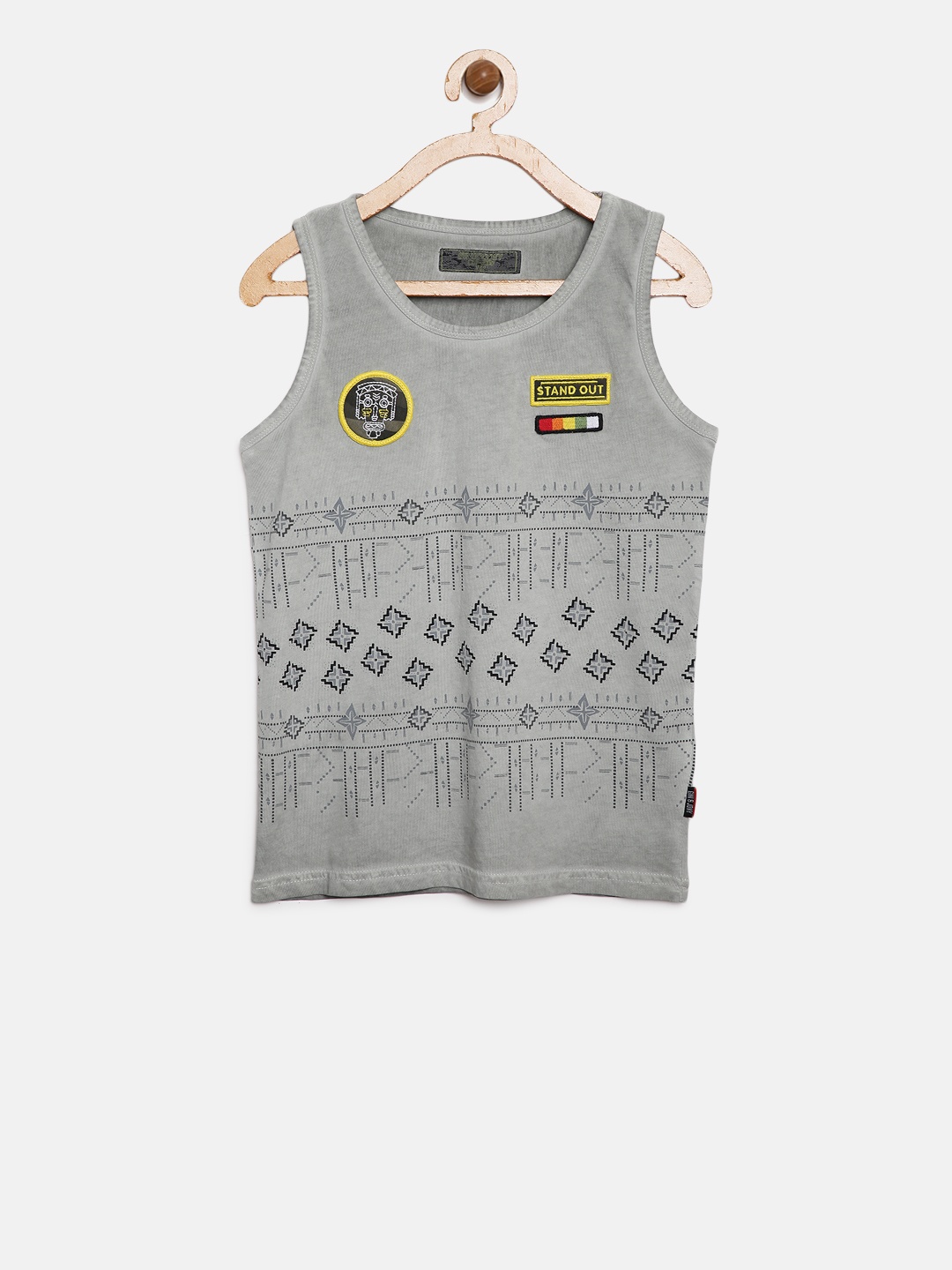 

Gini and Jony Boys Grey Printed Round Neck T-shirt