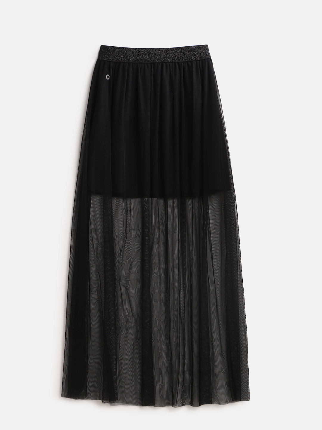 

Gini and Jony Girls Black Solid Layered A-Line Skirt