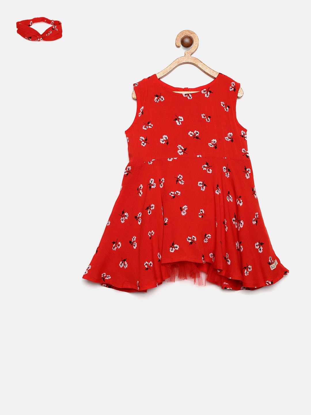 

Gini and Jony Girls Red & White Printed Fit and Flare Dress