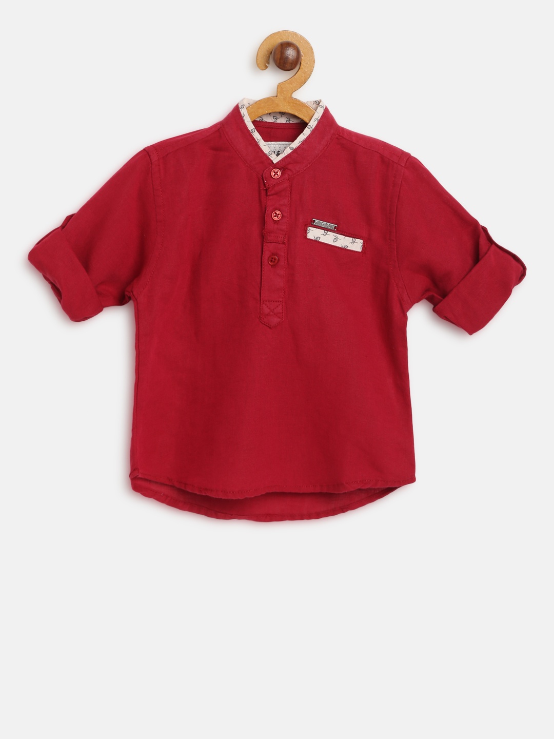 

Gini and Jony Boys Red Regular Fit Solid Casual Shirt
