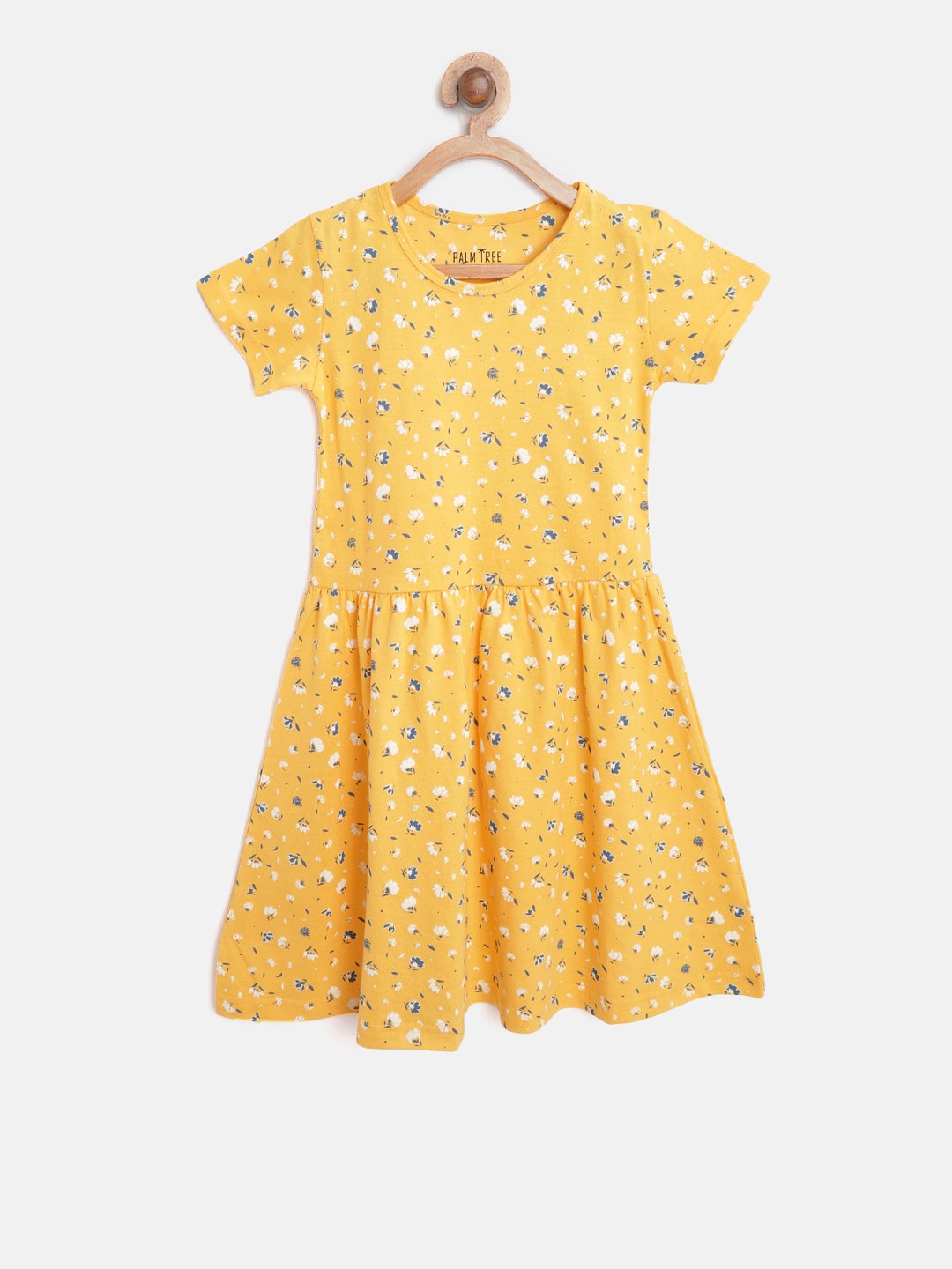 

Palm Tree Girls Yellow & Navy Printed Fit & Flare Dress