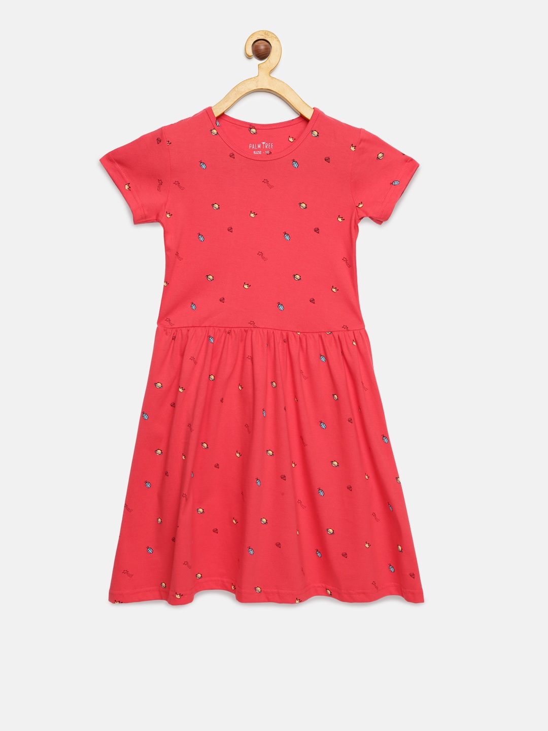 

Palm Tree Girls Pink Printed Fit and Flare Dress