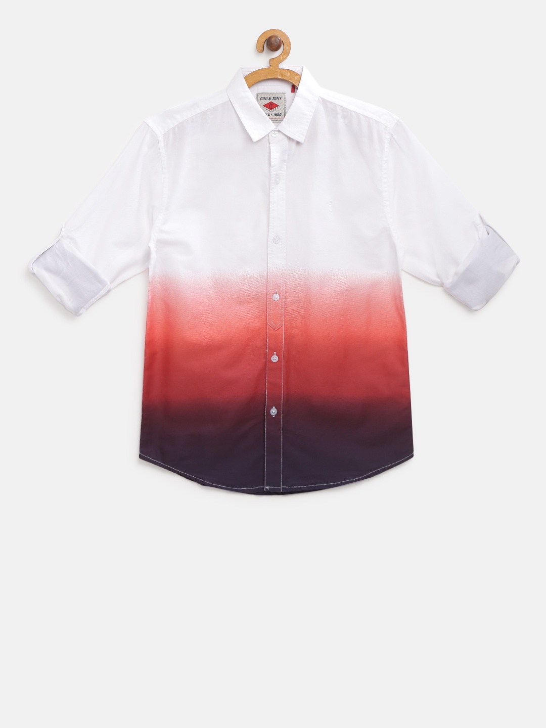

Gini and Jony Boys White & Orange Regular Fit Ombre Dyed Casual Shirt