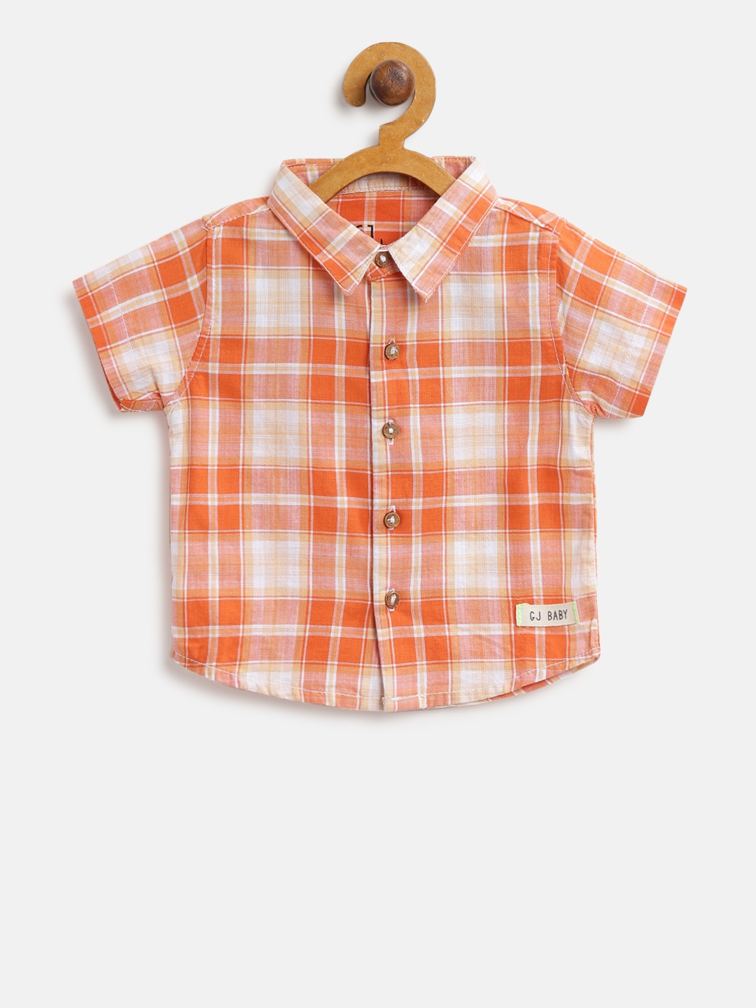 

Gini and Jony Boys Orange & Off-White Regular Fit Checked Casual Shirt