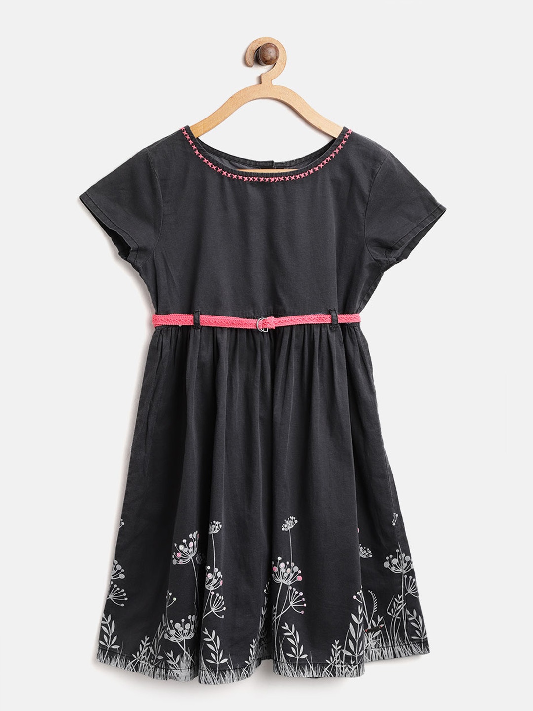 

Palm Tree Girls Charcoal Grey Solid Fit and Flare Dress