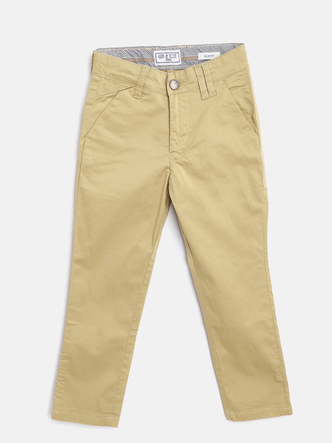 

Gini and Jony Boys Khaki Slim Fit Solid Trousers
