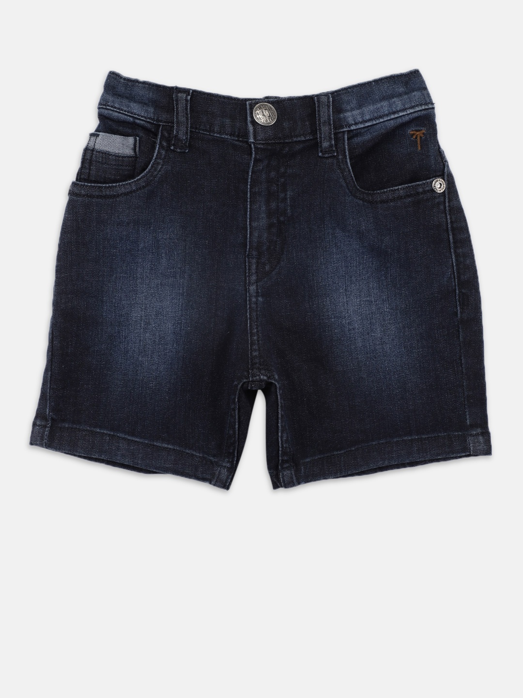 

Palm Tree Boys Navy Blue Solid Regular Fit Denim Shorts