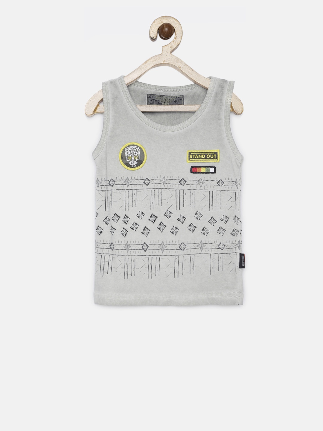 

Gini and Jony Boys Grey Printed Round Neck T-shirt