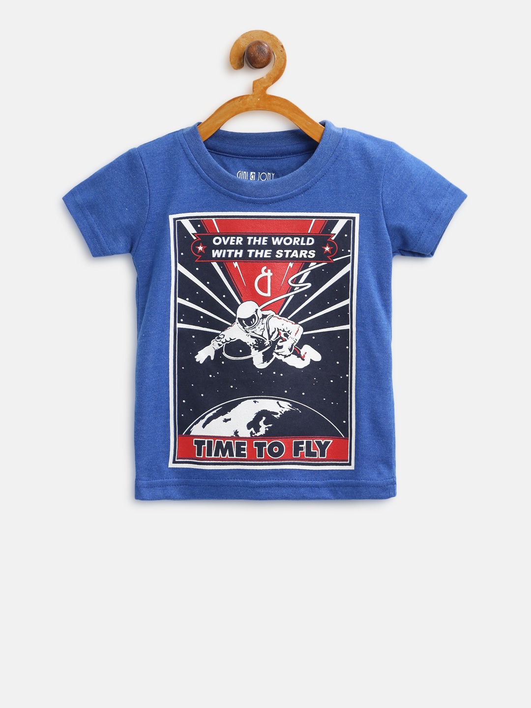 

Gini and Jony Boys Blue Printed Round Neck T-shirt