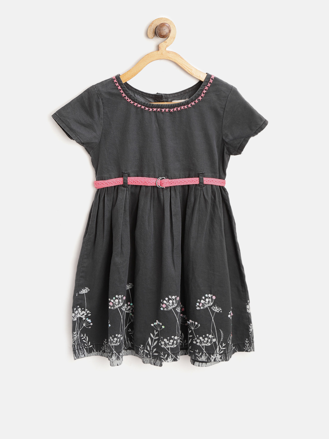 

Palm Tree Girls Charcoal Grey Solid Fit and Flare Dress