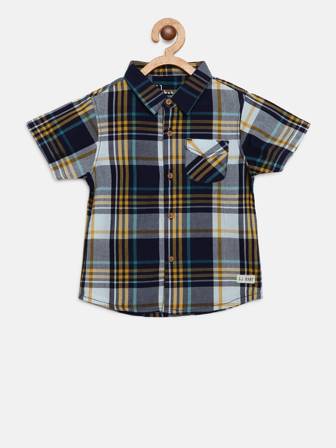 

Gini and Jony Boys Navy & Off-White Regular Fit Checked Casual Shirt, Navy blue