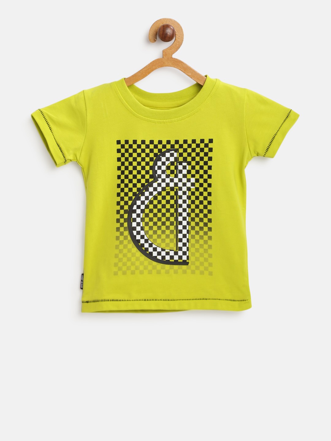 

Gini and Jony Boys Lime Green & Black Printed Round Neck T-shirt