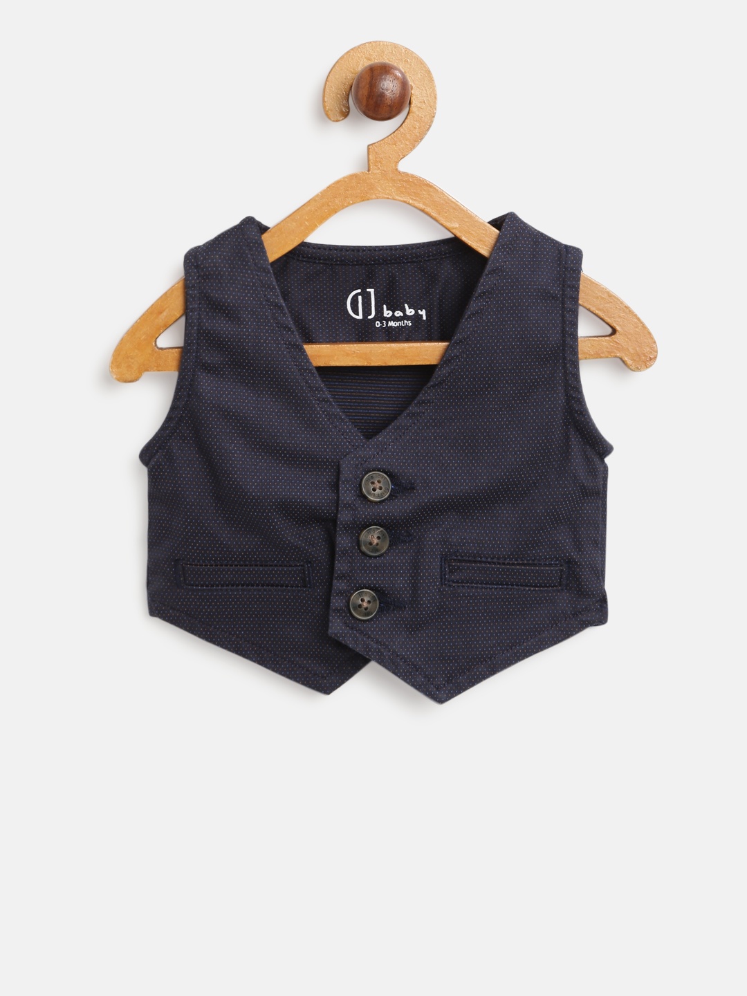 

Gini and Jony Boys Navy Blue Woven-Design Pure Cotton Waistcoat