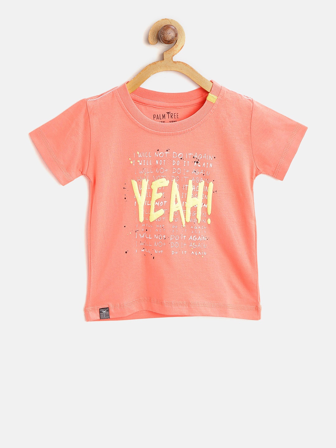 

Palm Tree Boys Peach-Coloured Printed Round Neck T-shirt