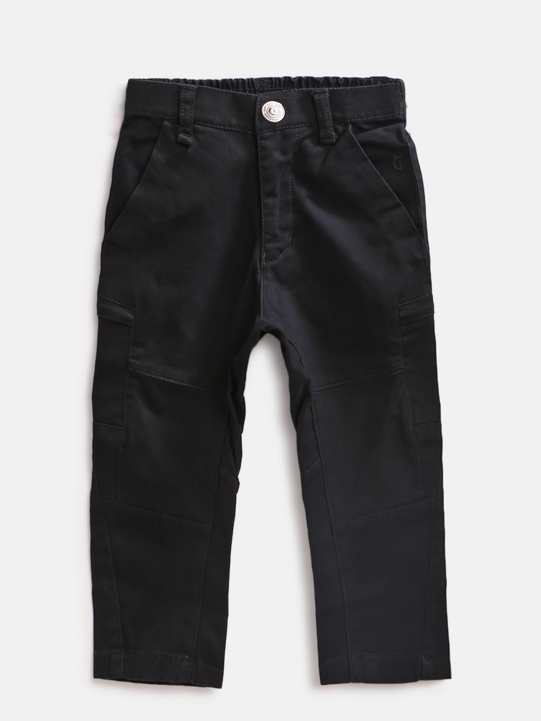 

Gini and Jony Boys Black Regular Fit Solid Cargos