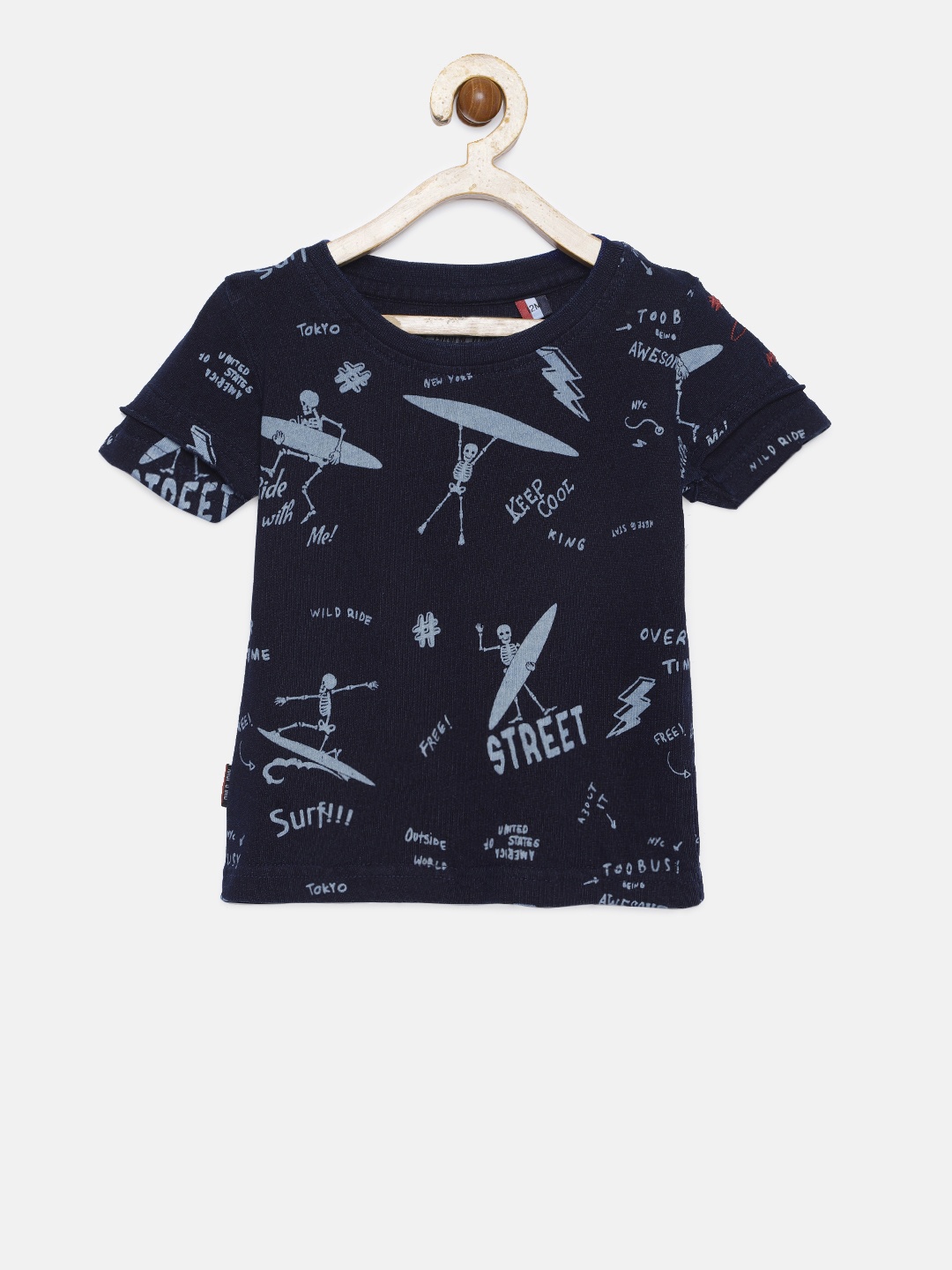 

Gini and Jony Boys Navy Blue Printed Round Neck T-shirt