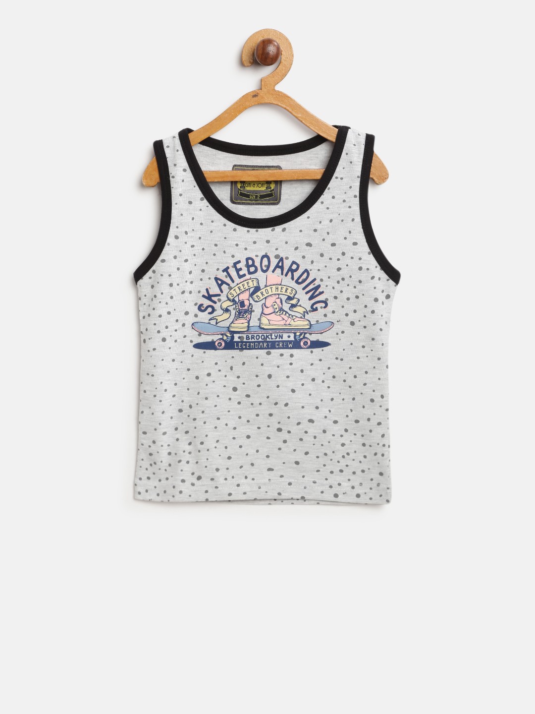 

Gini and Jony Boys Grey Melange Printed Round Neck T-shirt